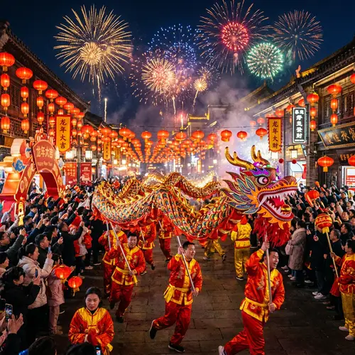 Colorful Chinese Dragon Dance: Spring Festival Celebration