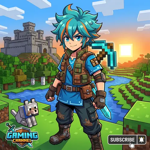 Anime-Inspired Character from Block-Style Game