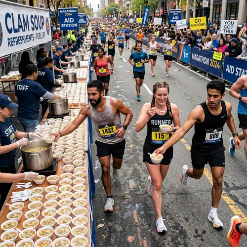 Marathon Clam Soup Stand | Refreshment for Runners