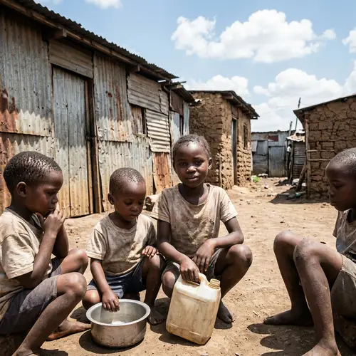 Sorrowful African Children in Need of Help | Poverty Awareness