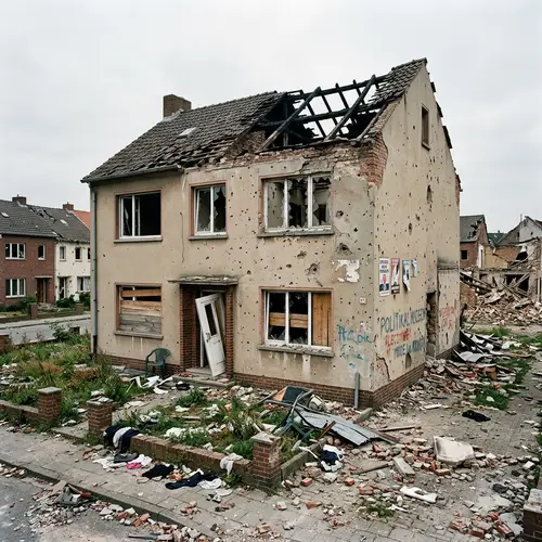 Impact of Political Conflict: Devastation of a House