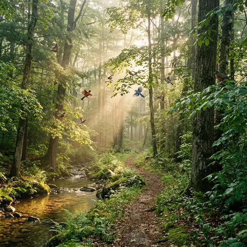 Serene Forest Escape: Tranquil Morning Scene