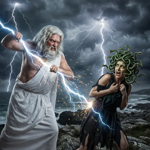 Zeus Strikes Medusa: Epic Clash of Gods and Monsters