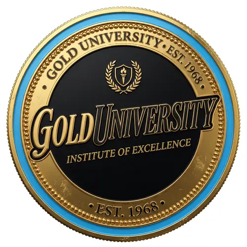 Gold University Logo Design - Elegant Coin Style