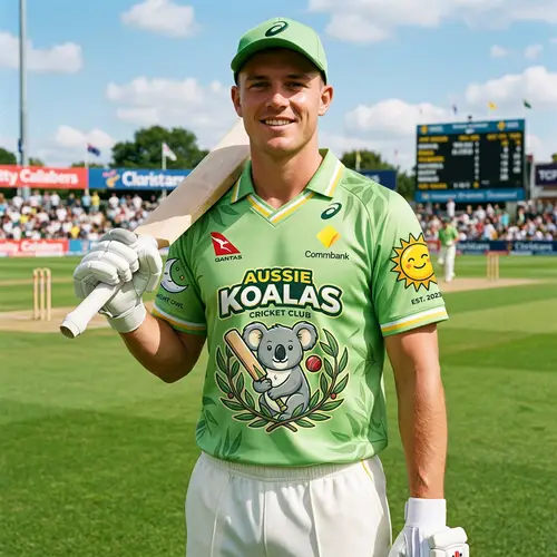 Light Green Cricket Jersey with Koala Design