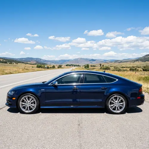 Stunning Dark Blue Car on Open Road