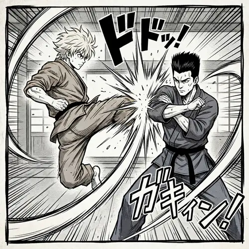 Dynamic Manga-Style Battle: Spiky vs. Stern Anime Characters