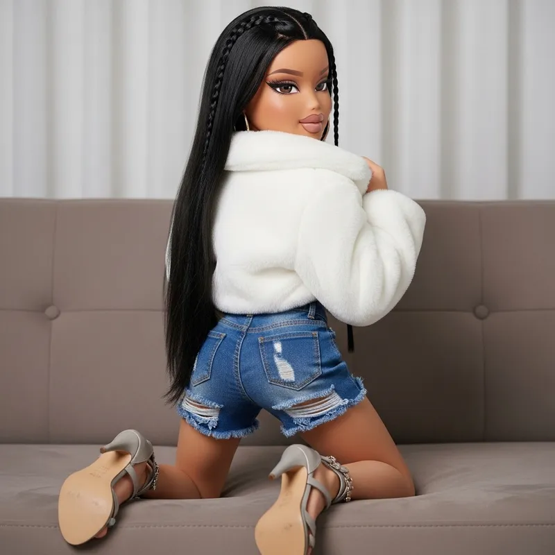 Bratz-Style Girl Posing on a Sofa