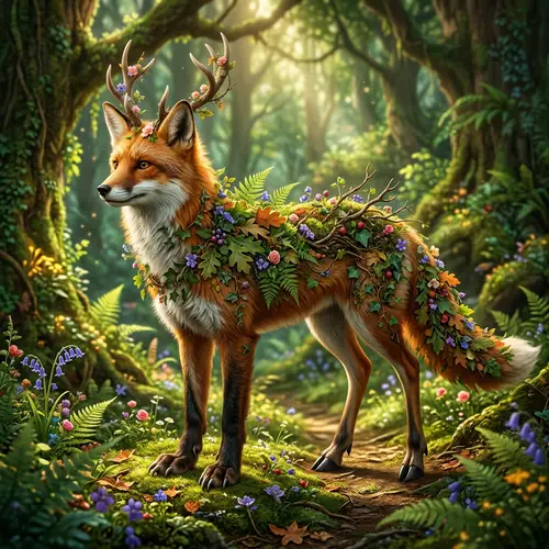 Enchanting Mythical Creature: Fox-Deer Hybrid
