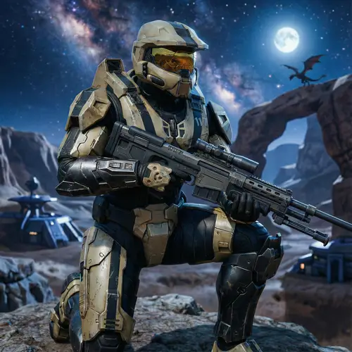 Armored Sniper in Blood Gulch – Halo 1 Inspired