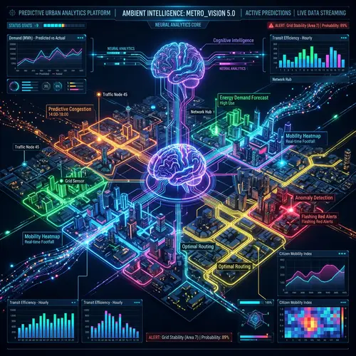 Futuristic Predictive Analytics Visualization | Urban Ambient Intelligence