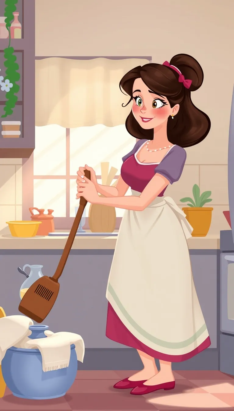 Disney-Style Woman Doing Household Chores