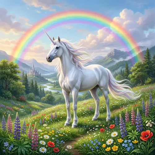Majestic Unicorn in a Colorful Environment