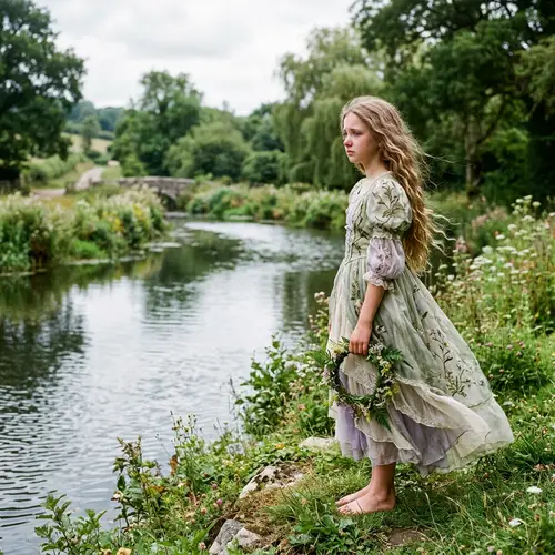 Victorian Era Inspired Silk Dress by the River