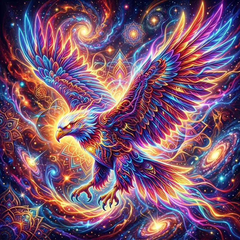 Psychedelic Eagle in Flight: Art of Freedom