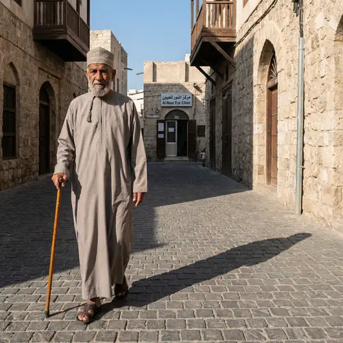 Elderly Individual on Journey to Eye Surgery Clinic