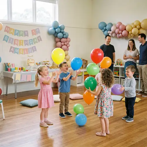 Calm Organized Kids Party with Balloons