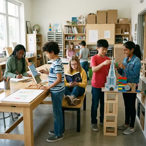 Diverse Children Engaged in Creative Activities