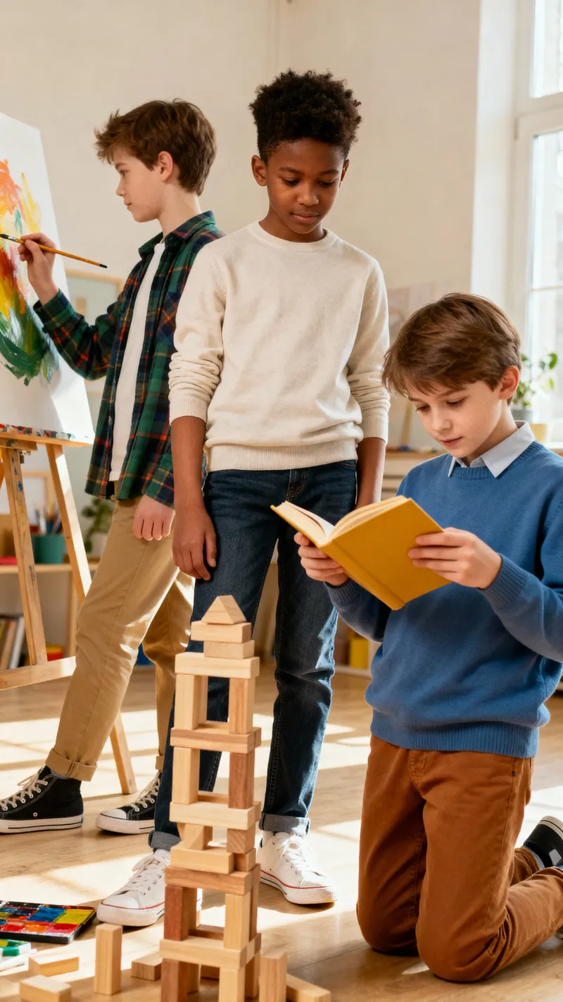 Diverse Children Engaged in Creative Activities