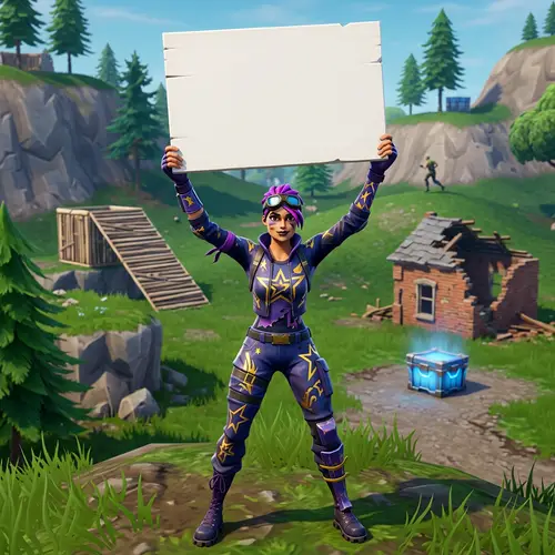 Fortnite Game Character Holding Blank Sign