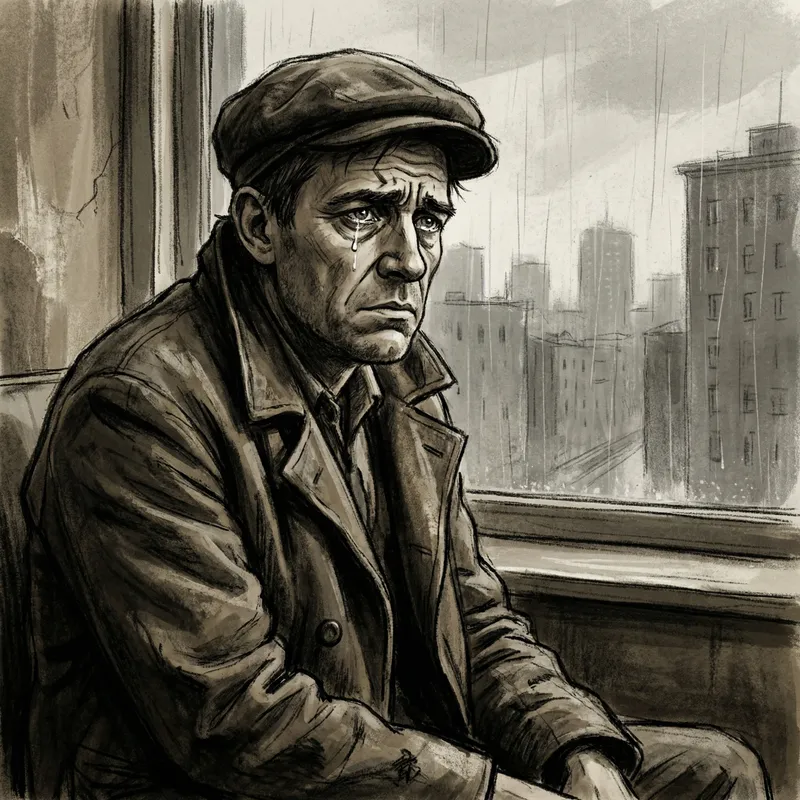 Melancholic Man Illustration | Emotional Sorrow