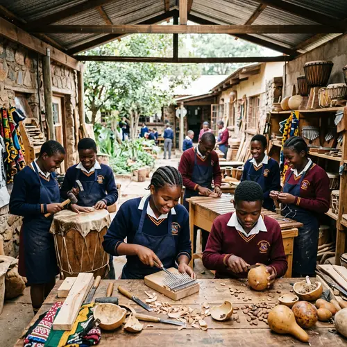 Zimbabwean Students Crafting Traditional Instruments