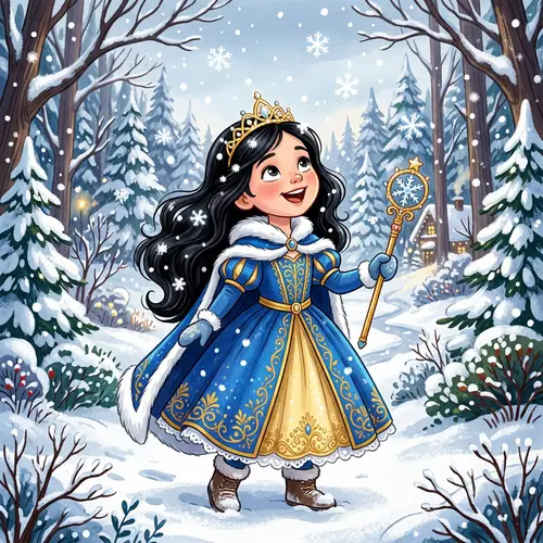 Magical Winter Princess in Enchanted Forest | Playful Art