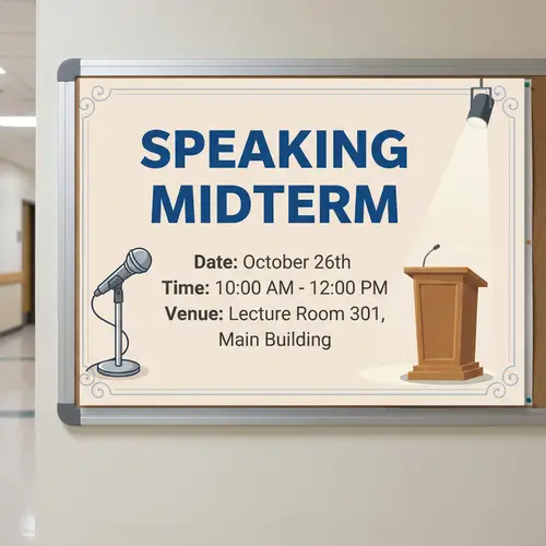 Speaking Midterm Announcement - Date, Time, Venue | Event Details