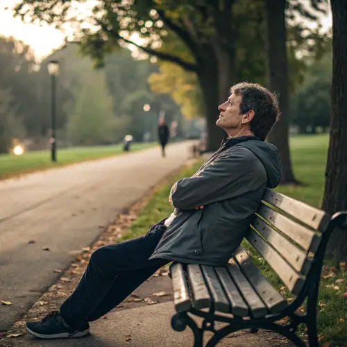 Man Sitting on Bench - Relaxation Moments