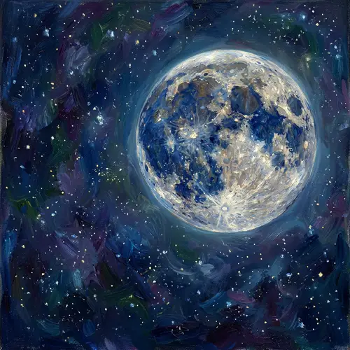 Moon Impressionism Art: Stunning Depiction of the Moon in Blues