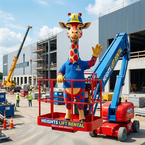 Red and Blue Giraffe Mascot for Elevation Rentals