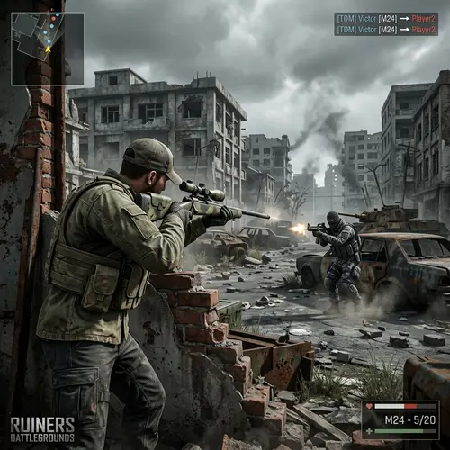 Intense 1v1 Challenge in Post-Apocalyptic Battle Royale Game