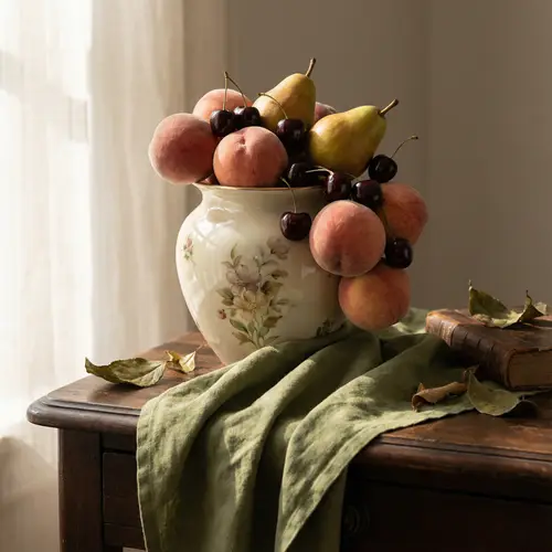 Elegant Still Life Photo: Vase with Fresh Fruits