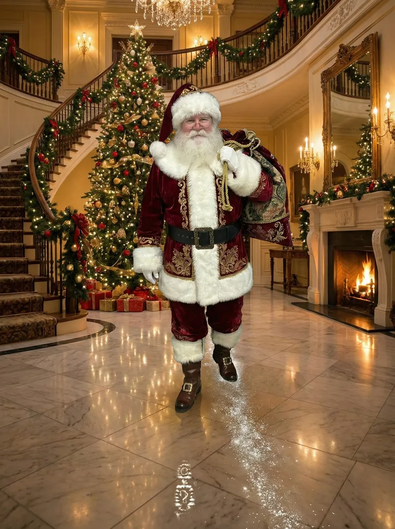 Rich Traditional Santa Claus with Present Sack