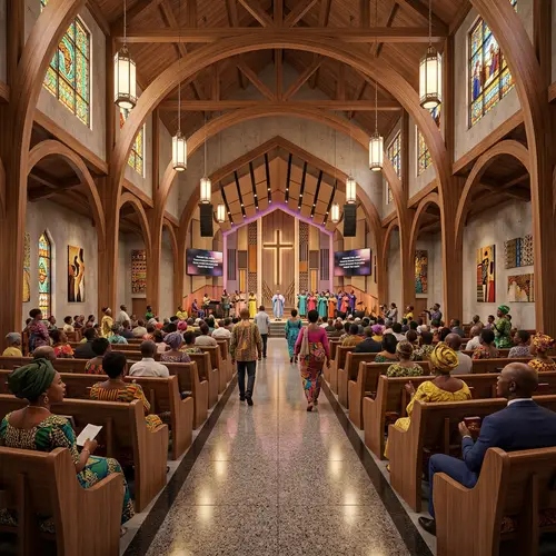 Modern 3D African Church Aisle Design