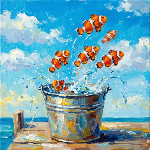 Clownfish in Oil Painting by Natalia Leonova