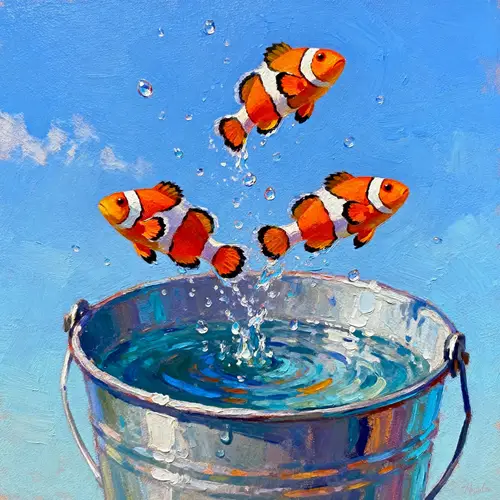 Clownfish in Oil Painting by Natalia Leonova
