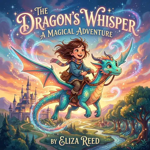 Enchanting Young Girl Riding Dragon - Magical Book Cover