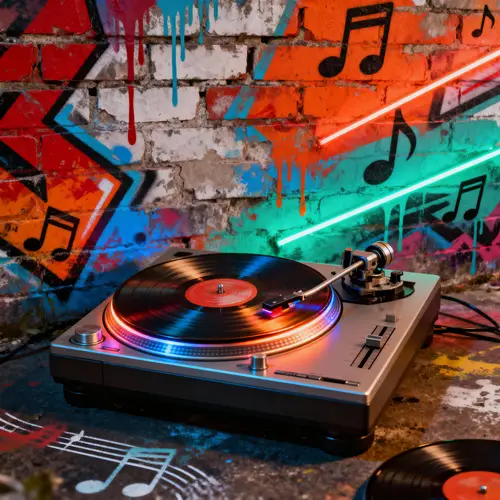 Vibrant Graffiti Wall & DJ Turntables
