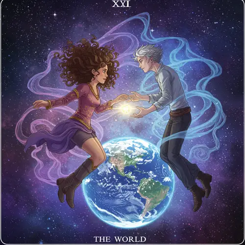 The World Tarot Card Illustration - Cosmic Connection