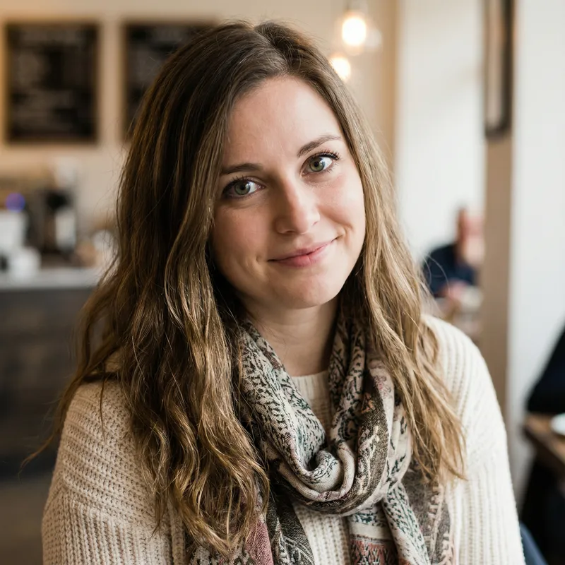 Stylish Dark Blonde Woman with Green Eyes | Long Hair & Sensual Look