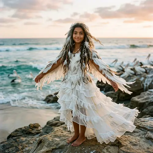 Whimsical Pelican Girl: Mystical Character Inspired by Pelican Spirit