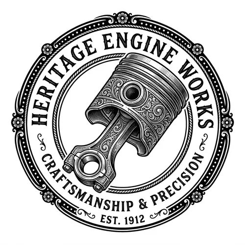 Intricately Engraved Piston Logo Design