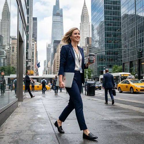 Modern Caucasian Woman in Stylish Suit | Corporate City Scene