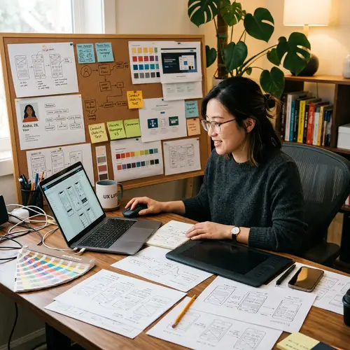 Asian Female UX Designer at Work | Professional Design Scene