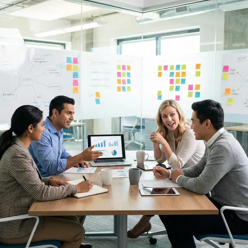 Multicultural Team Brainstorming Digital Strategy | Collaboration Space