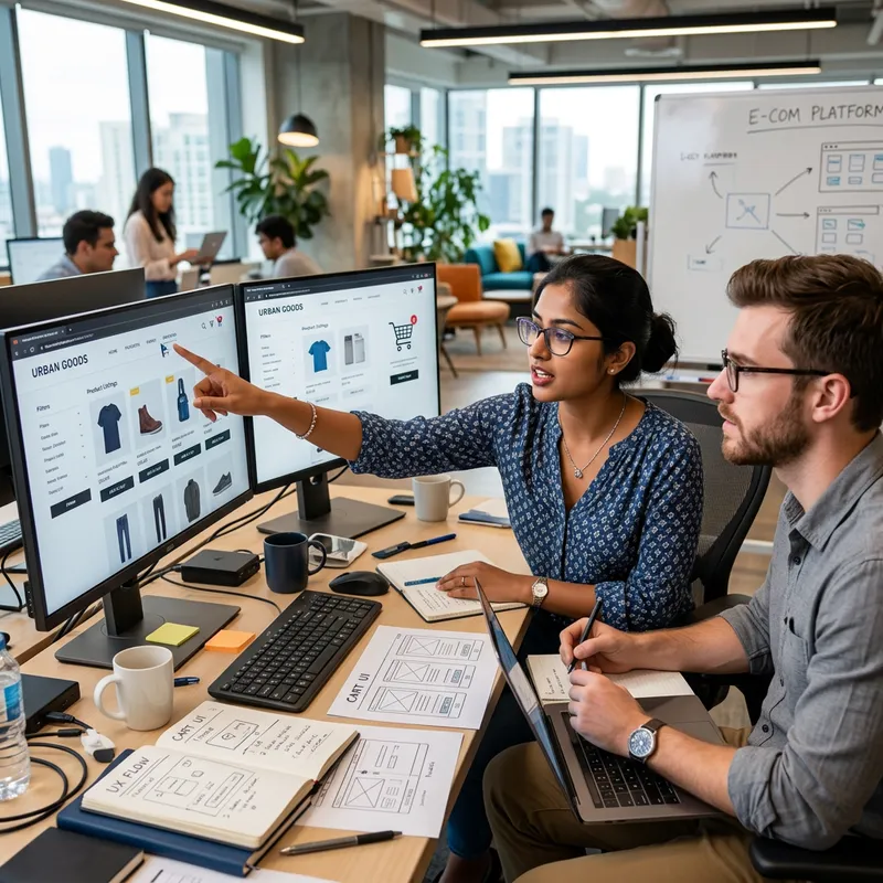 Diverse Team Creating E-Commerce Website in Office