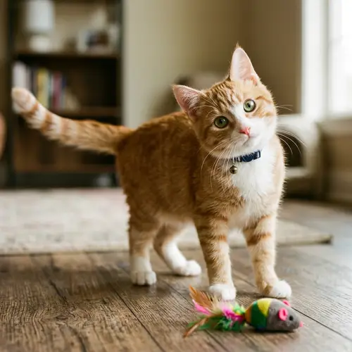 Bright-Eyed Playful Cat in Action