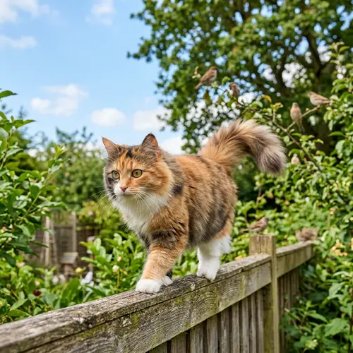 Graceful Cat Walking on Fence | Peaceful Adventure