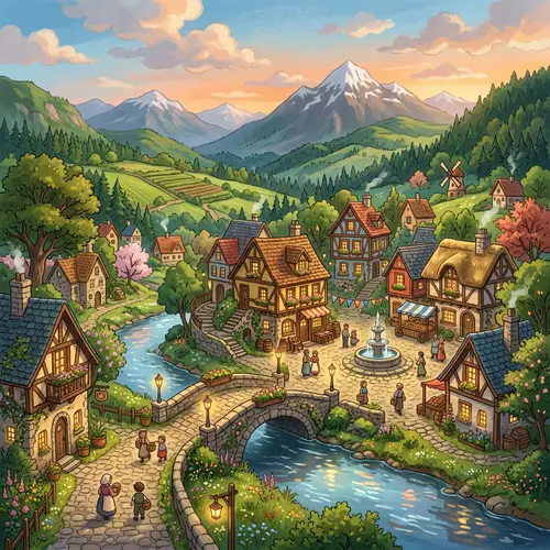 Beautiful Aesthetic Village Animation